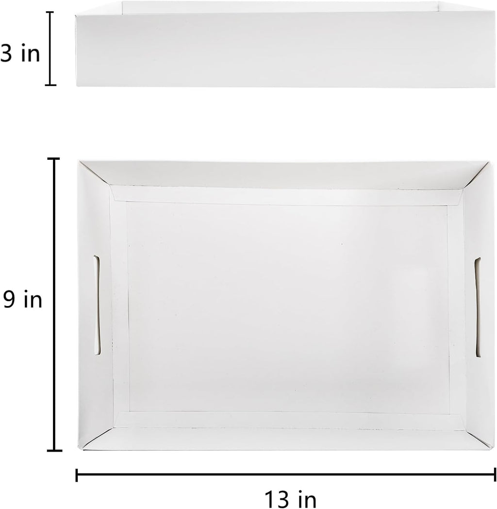30 Pack 13" L X 9" W X 3" H Disposable Cardboard Serving Trays, Large White Paper Cardboard Serving Platters Food