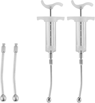 2-Pack Animal Drench Gun Syringe (20 mL) – Adjustable Dosage Reusable Goat Syringe with 2 Drench Nozzles – Oral