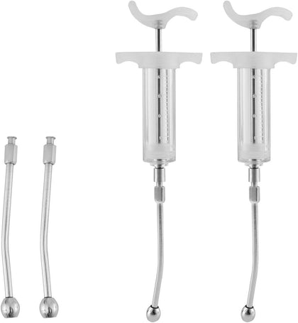 2-Pack Animal Drench Gun Syringe (20 mL) – Adjustable Dosage Reusable Goat Syringe with 2 Drench Nozzles – Oral