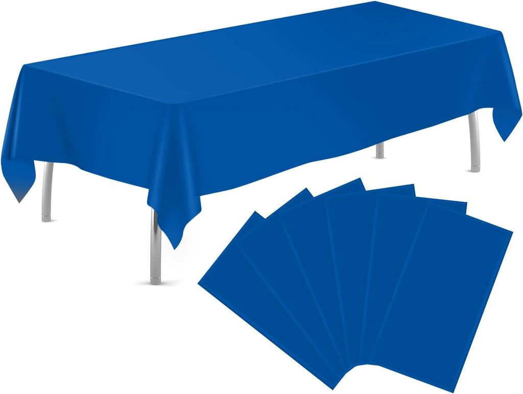 Royal Blue 6 Pack Plastic Table Cloth 54" x 108", Disposable Tablecloths Rectangle Table Cover, Plastic Tablecloths