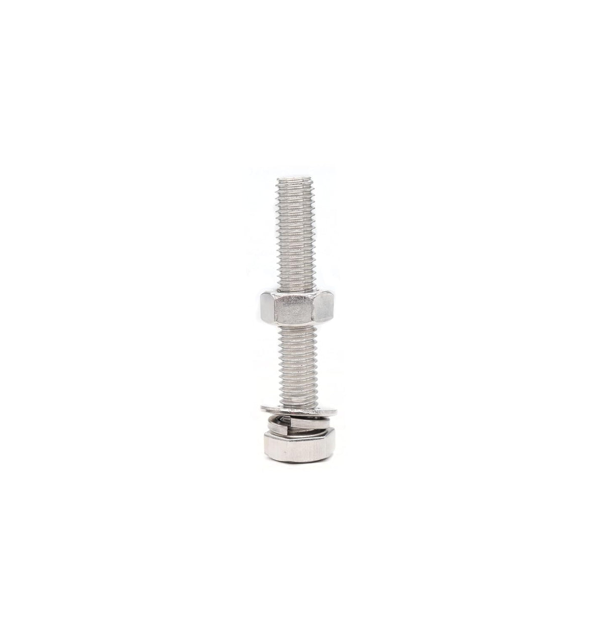 10-Pack M10 x 30mm Hexagon Screws Hex Bolts with M10 Hex Nuts Flat Washers/Spring Lock Washers Set, 304/18-8, Plain Finish