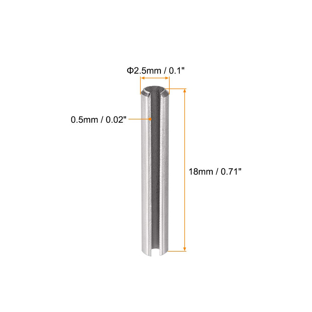 uxcell Slotted Spring Pin - M2.5 x 18mm 304 Stainless Steel Split Spring Roll Dowel Pins Plain Finish 20Pcs