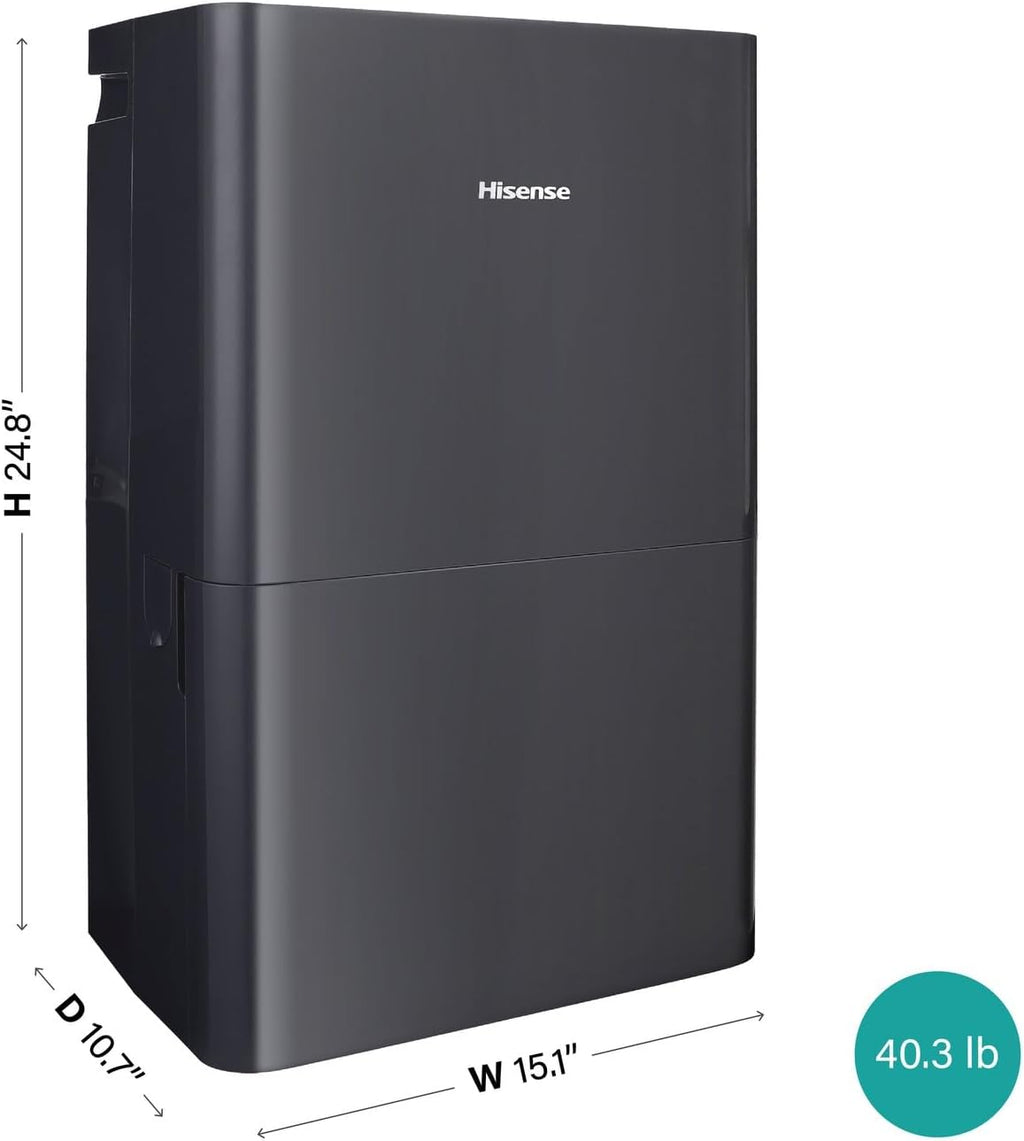 50-Pint Lift-Up Portable Dehumidifier with Built-In Pump, Black | Energy Efficient, Quiet, Humidity Absorber