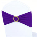Purple Chair Sashes 50 Pack with Gold Buckle Slider, Spandex Chair Bows Bands for Folding Chairs Wedding Party