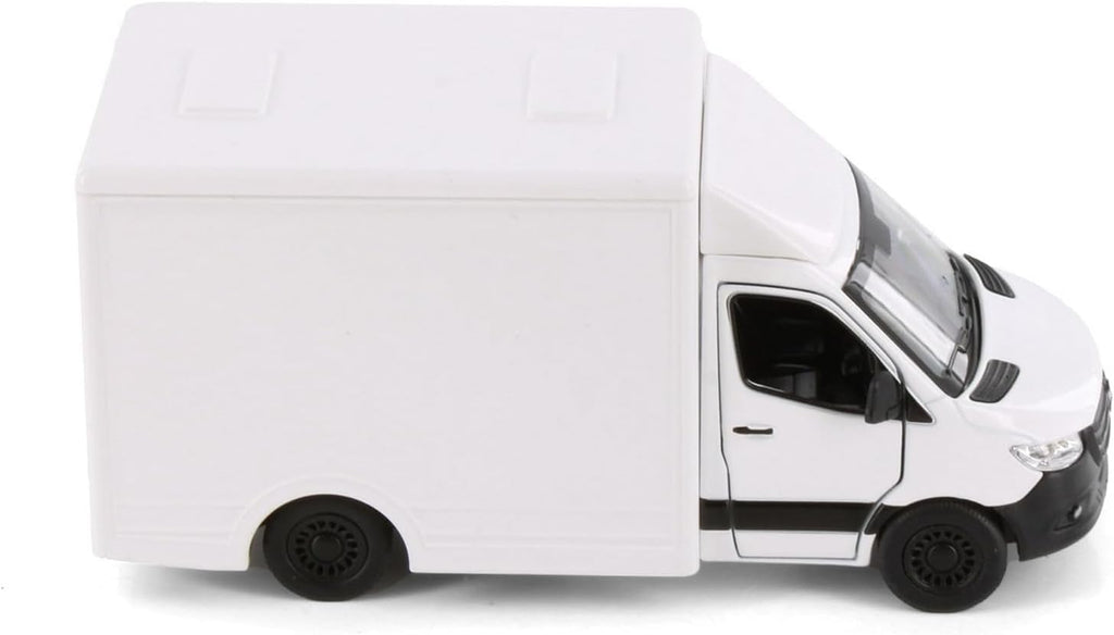 Mercedes-Benz Sprinter Cargo Van 1:48 O Scale 5" Die Cast Metal Model Toy Van, Pull-Back Action (White Box Truck)