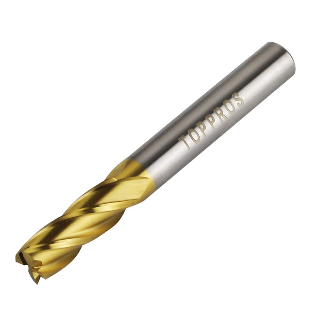TOPPROS 4-Flute Titanium Coat Carbide End Mill Bits, Pack of 7