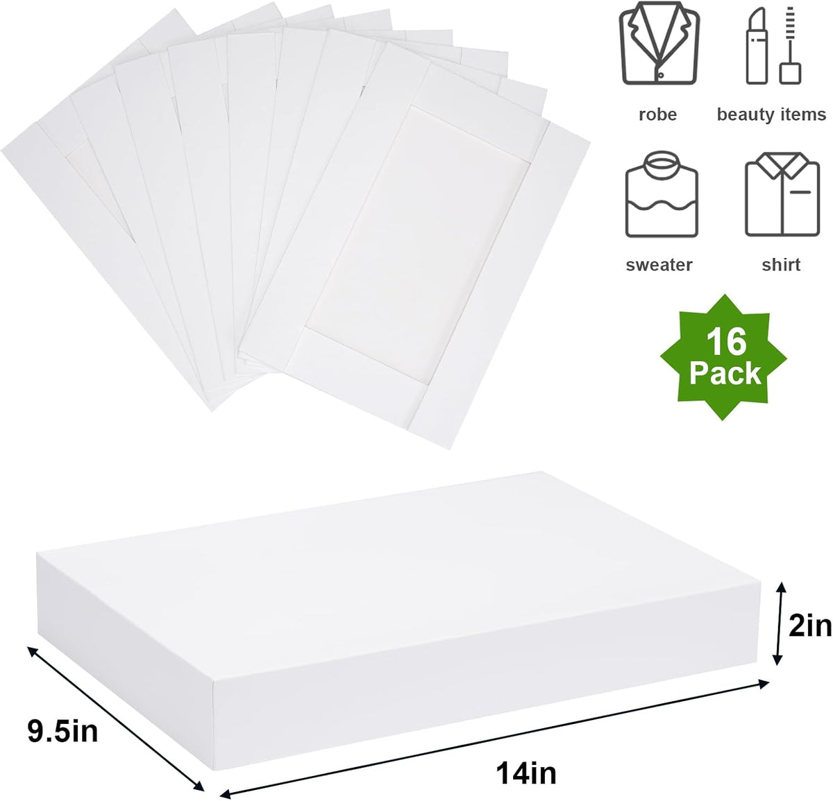 16pcs Gift Boxes with Lids for Presents,14x9.5x2in Robe Boxes