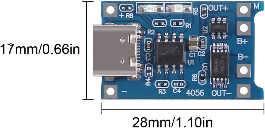 10pcs TP4056 Type-C USB 5V 1A 18650 Lithium Battery Charger Module with Dual Protection Function + 10pcs 18650 Battery Holder