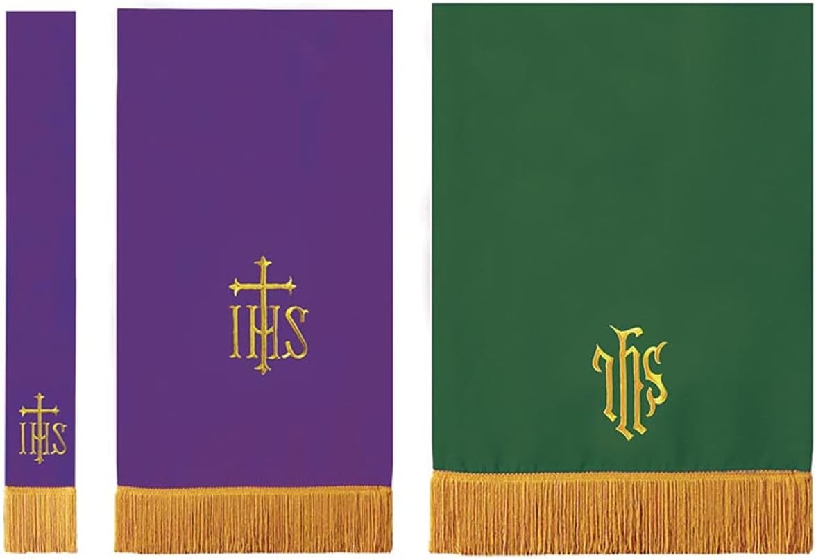 Hunter Green and Purple Three-Piece Parament Set Church Communion Supplies Outdoor Indoor Party Table Cloth