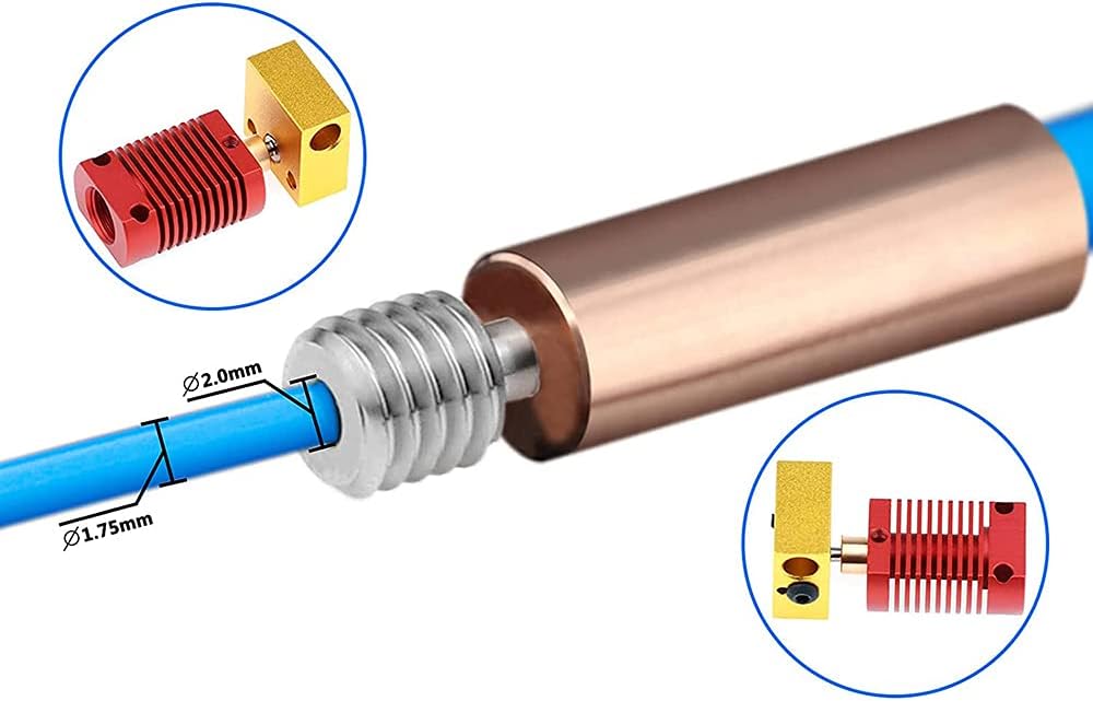 CR10 Bimetal Heatbreak Ender3 3D Printer Copper Titanium TC4 Throat Upgrade | All Metal, High Temperature for