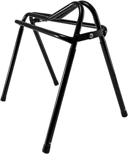 Adjustable Saddle Stand, Black Enameled Steel, Collapsible for Storage, Height 20 to 32 Inches, Portable for Car