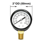 Joywayus Pressure Gauge 0 to 200 PSI Brass 1/4" Male NPT Thread Lower Mount, Multiple Function