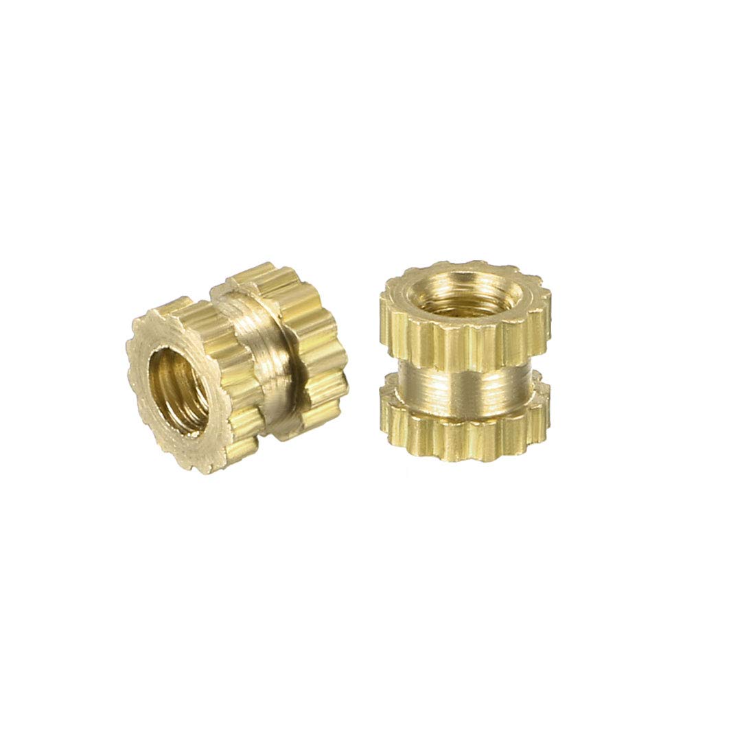 uxcell M2 x 3mm L x 3.2mm OD Female Thread Brass Embedment Nuts 100Pcs