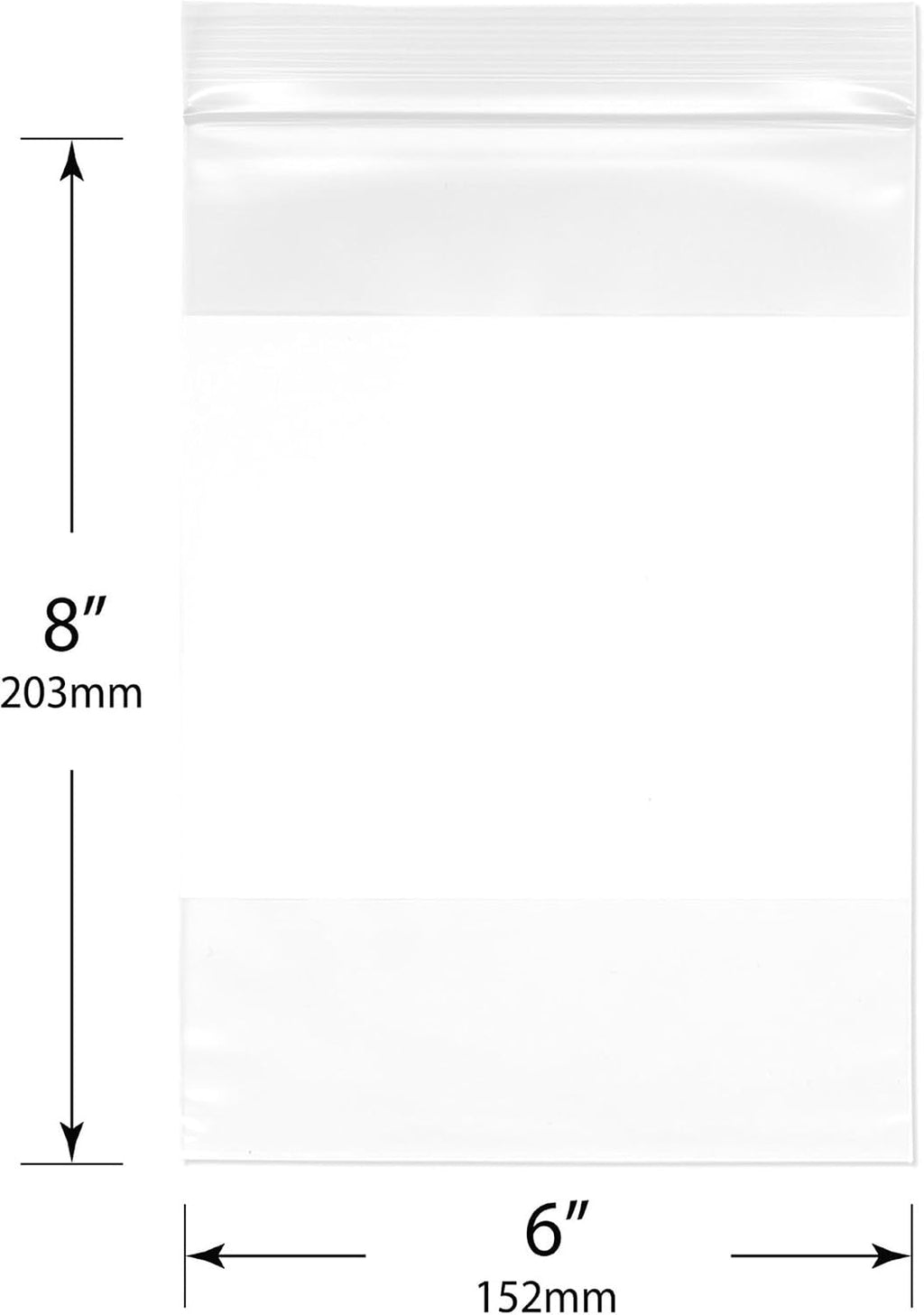 6 x 8 inch, 4 Mil White-Block Zipper Reclosable Bags (Pack of 100)