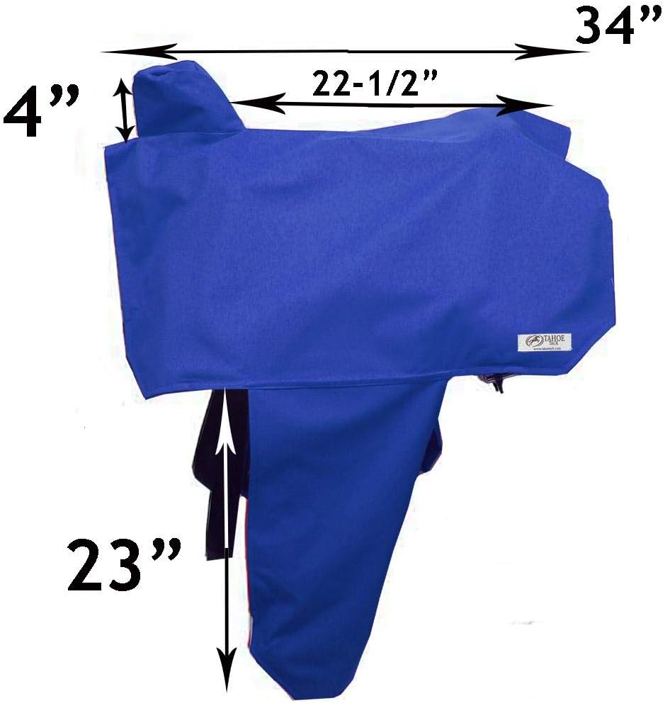 Premium Heavy Duty Waterproof Nylon Western Saddle Cover, 6 Elastic Straps, Fender Protection & Decorative Trim