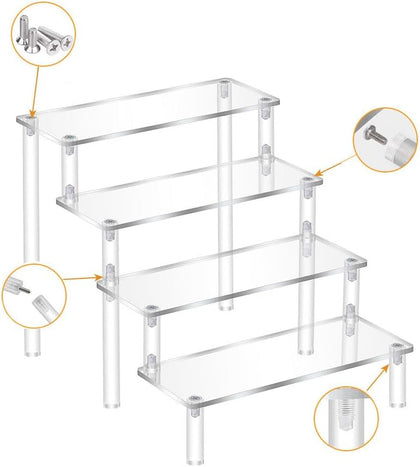 4 Tier Acrylic Display Riser, Clear Perfume Organizer Stand, Cupcake Stand Holder, Dessert Table Display Shelf, Skin