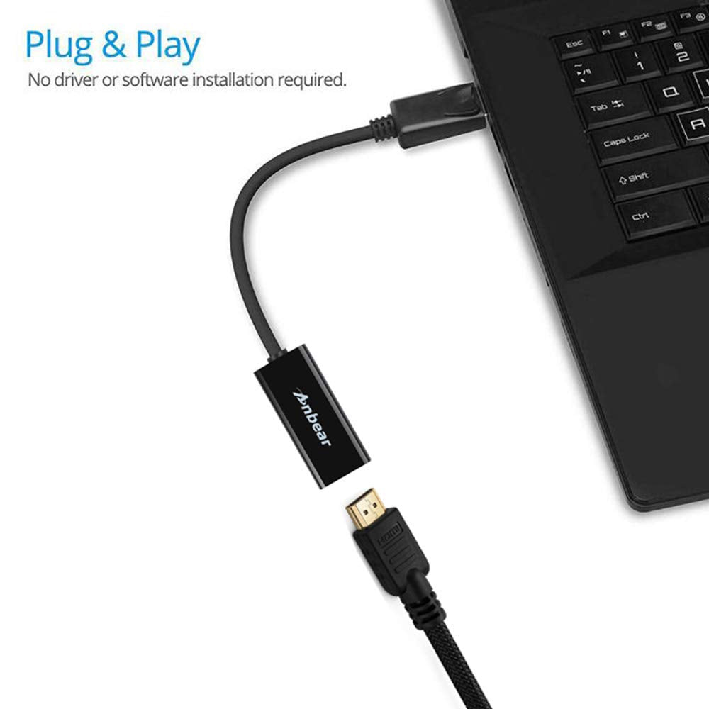 DisplayPort to HDMI, Display Port Adapter to HDMI for Desktops and Laptops Connect to HDMI Displays (1 Pack, DP)