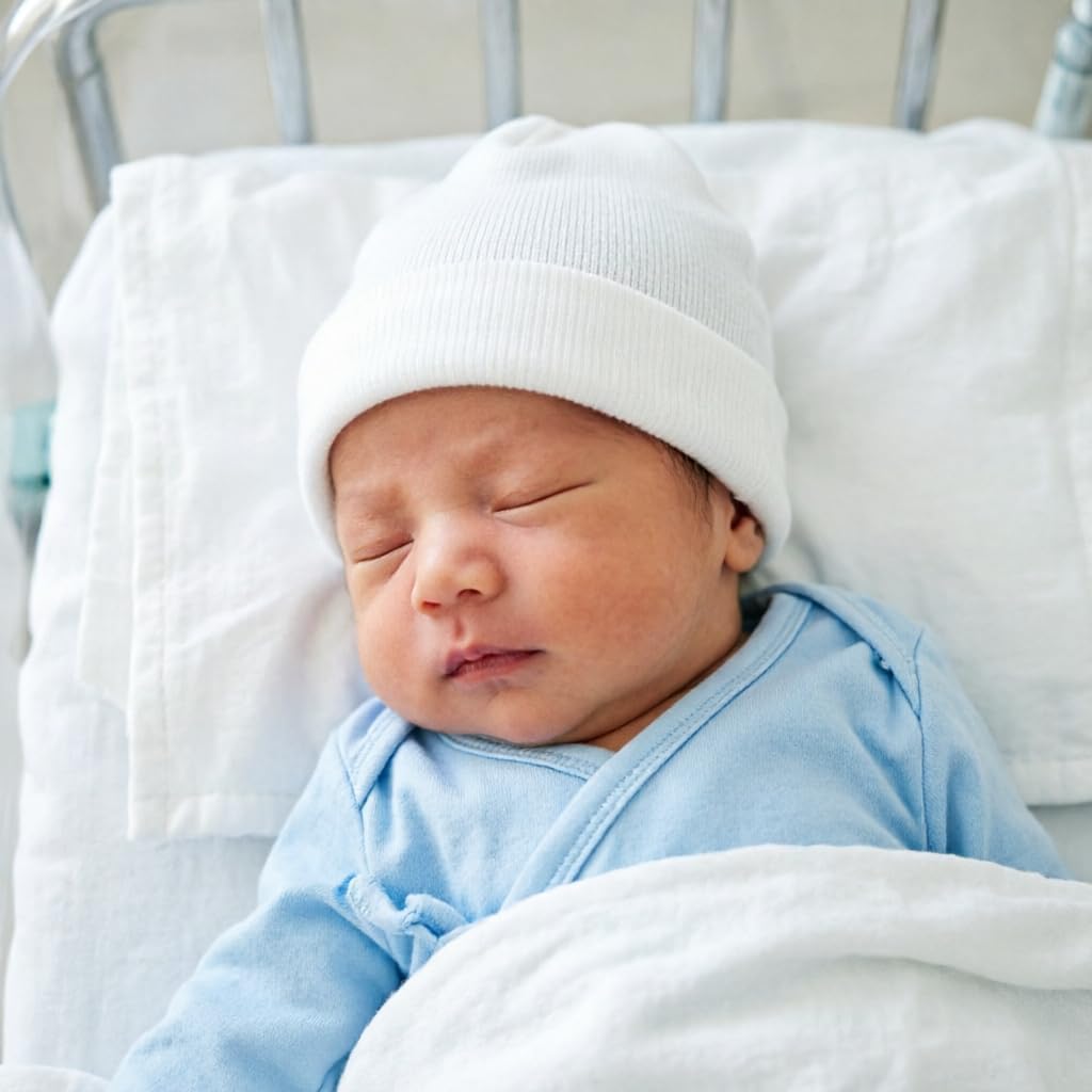 BQUBO 4 Pack Newborn Hospital Hat Infant Baby Hat Cap with Big Bow Soft Cute Knot Nursery Beanie