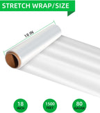 Shrink Wrap Rolls, Stretch Wrap 18in x 1500ft 4 Pack, Heavy Duty Pallet Wrap