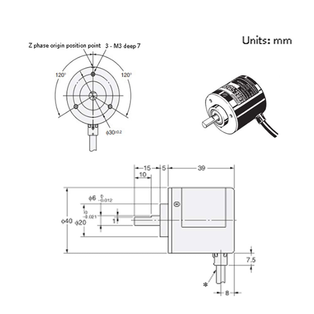 WSDMAVIS 1 Pcs Rotary Encoder E6B2 CWZ6C E6B2-CWZ6C 1024P/R DC 5-24V