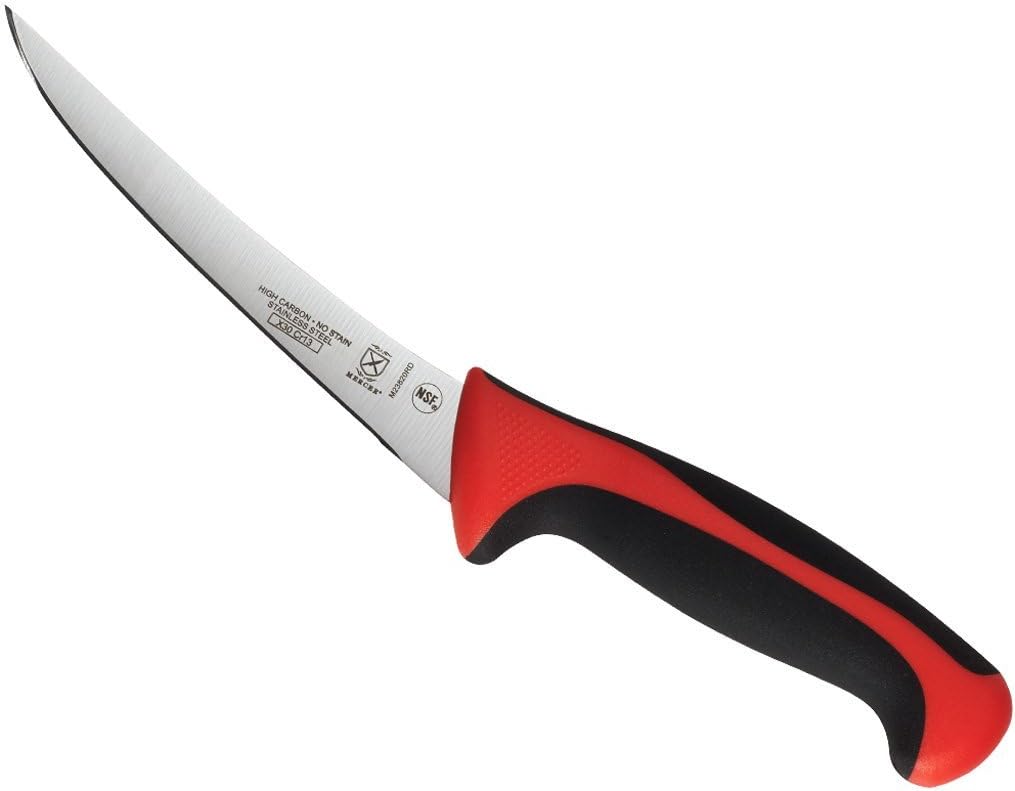 Millennia Color Handle Cutlery 6" Curved Boning Knife Red