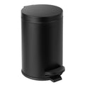 Small Round Bathroom Trash Can with Lid Soft Close, 1.2 Gal, Black | Removable Inner Bucket, Stainless Steel Garbage