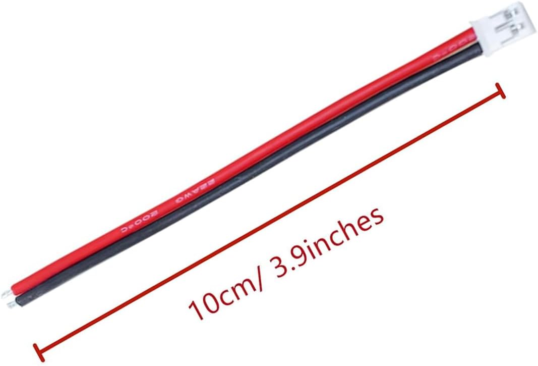 50PCS 25 Sets Mini Micro JST-PH 2.0mm 2 Pin Male Connector with 100mm Silicone Wire Cables and Female Socket JST PH 2.0 Connector Kit 22AWG - 10CM