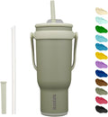 40 oz Insulated Water Bottle with Handle & Straw, Stainless Steel | Double Wall Vacuum, Leak Proof, Sweatproof, Wide