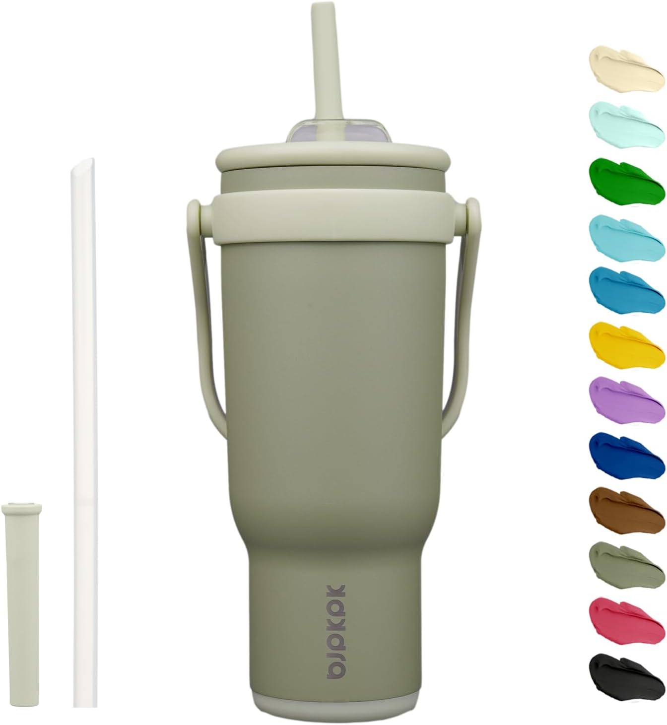 40 oz Insulated Water Bottle with Handle & Straw, Stainless Steel | Double Wall Vacuum, Leak Proof, Sweatproof, Wide