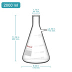 Borosilicate Glass Filtering Flask, Bolt Neck with Tubulation (2 Pack) (2000ml)