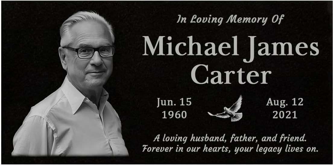 24x12 Personalized Granite Memorial Plaque - Custom Headstone for Graves, Cemetery or Garden, Engraved Grave Marker