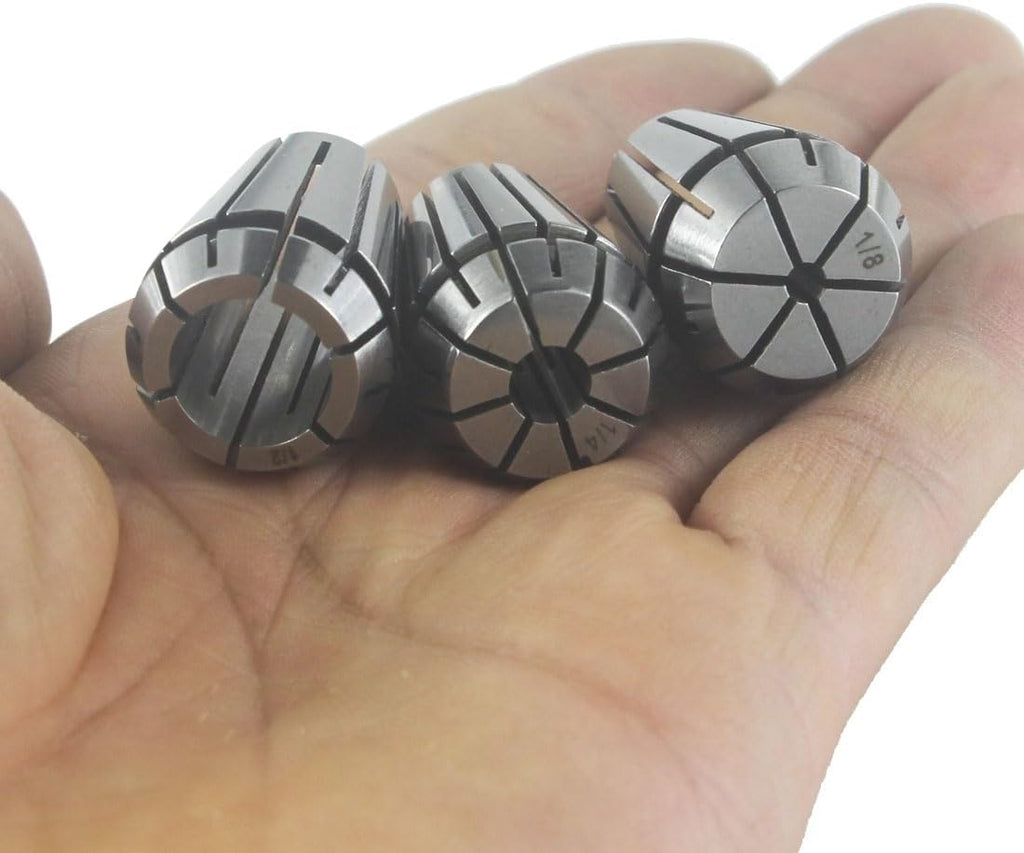 3 Pcs ER20 Spring Collet Set (1/8" & 1/4" & 1/2")