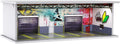 1/64 Scale Diorama Garage Display Case for Die-Cast Model Cars | Acrylic Cover, Storage with 6-Space Scene Parking