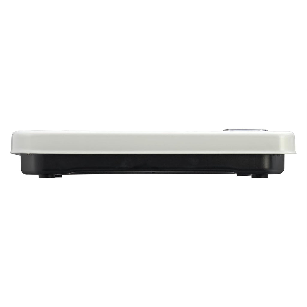 Analog Bathroom Scale for Body Weight, White with Black Mat, 300 lb Capacity in 1 lb Increments, 9.8 x 9.8 in