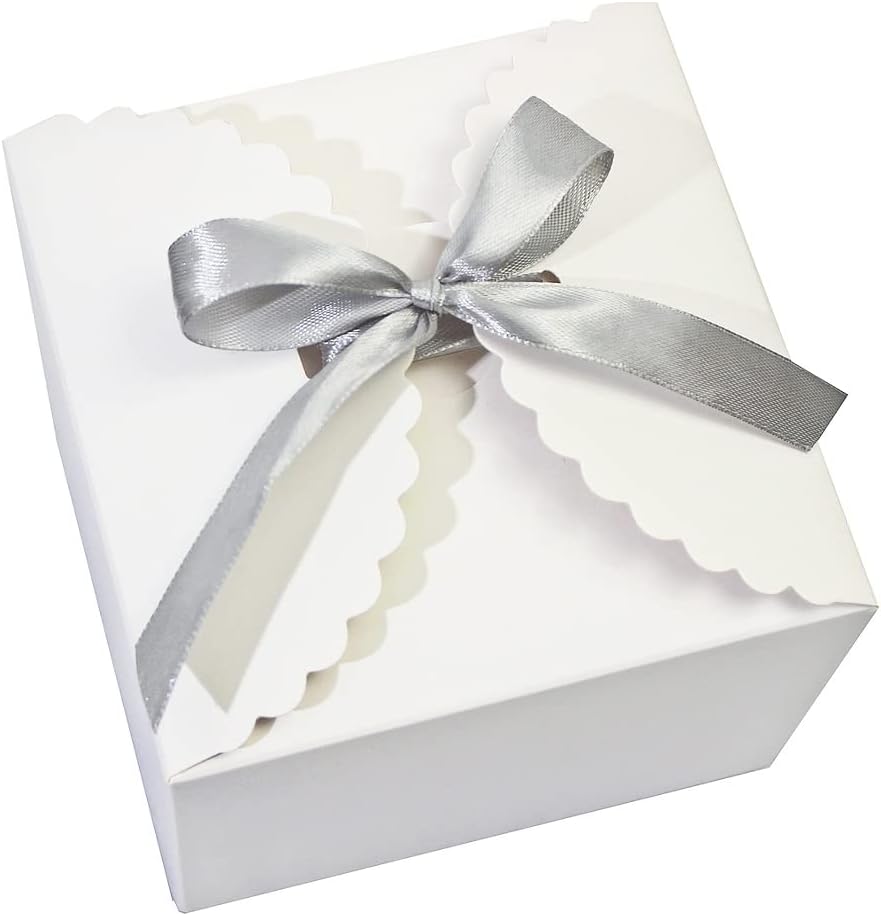 Small White Gift Boxes with Lids, 10 Party Favor Boxes, 4.75 Inch