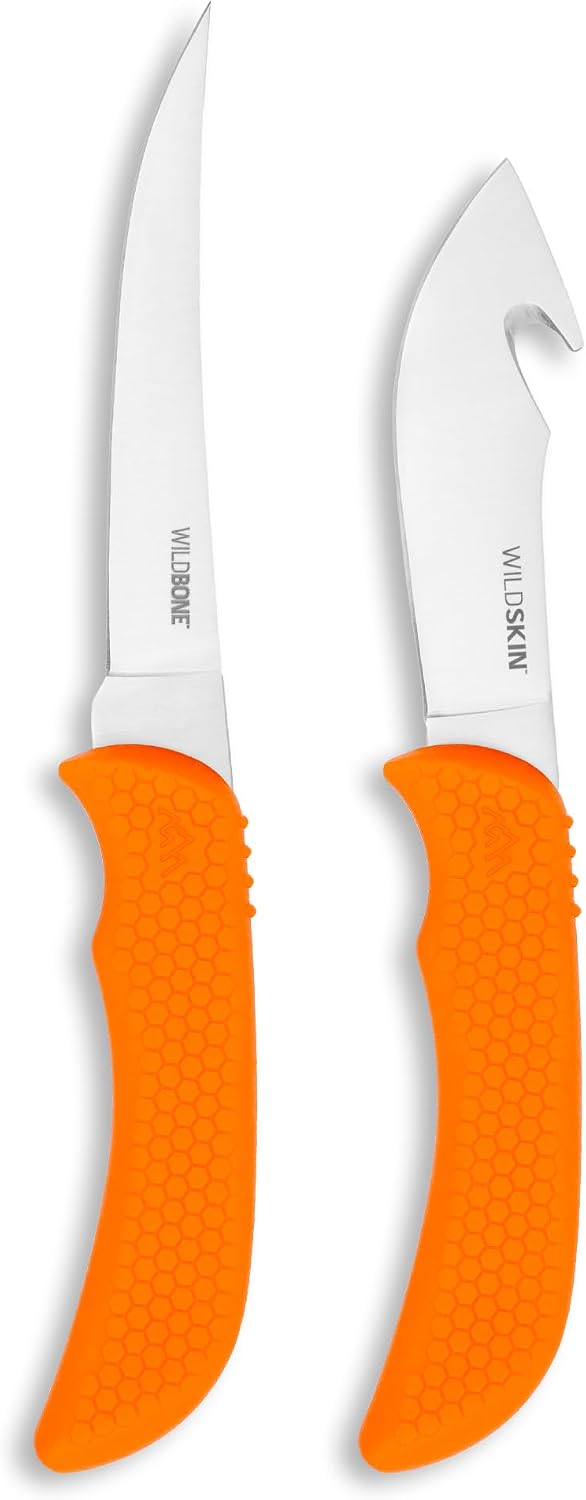 WildBone, 4-Piece Hunting Knife Set, Field Dressing & Game Processing Knives - Gut-Hook Skinning & Boning/Fillet