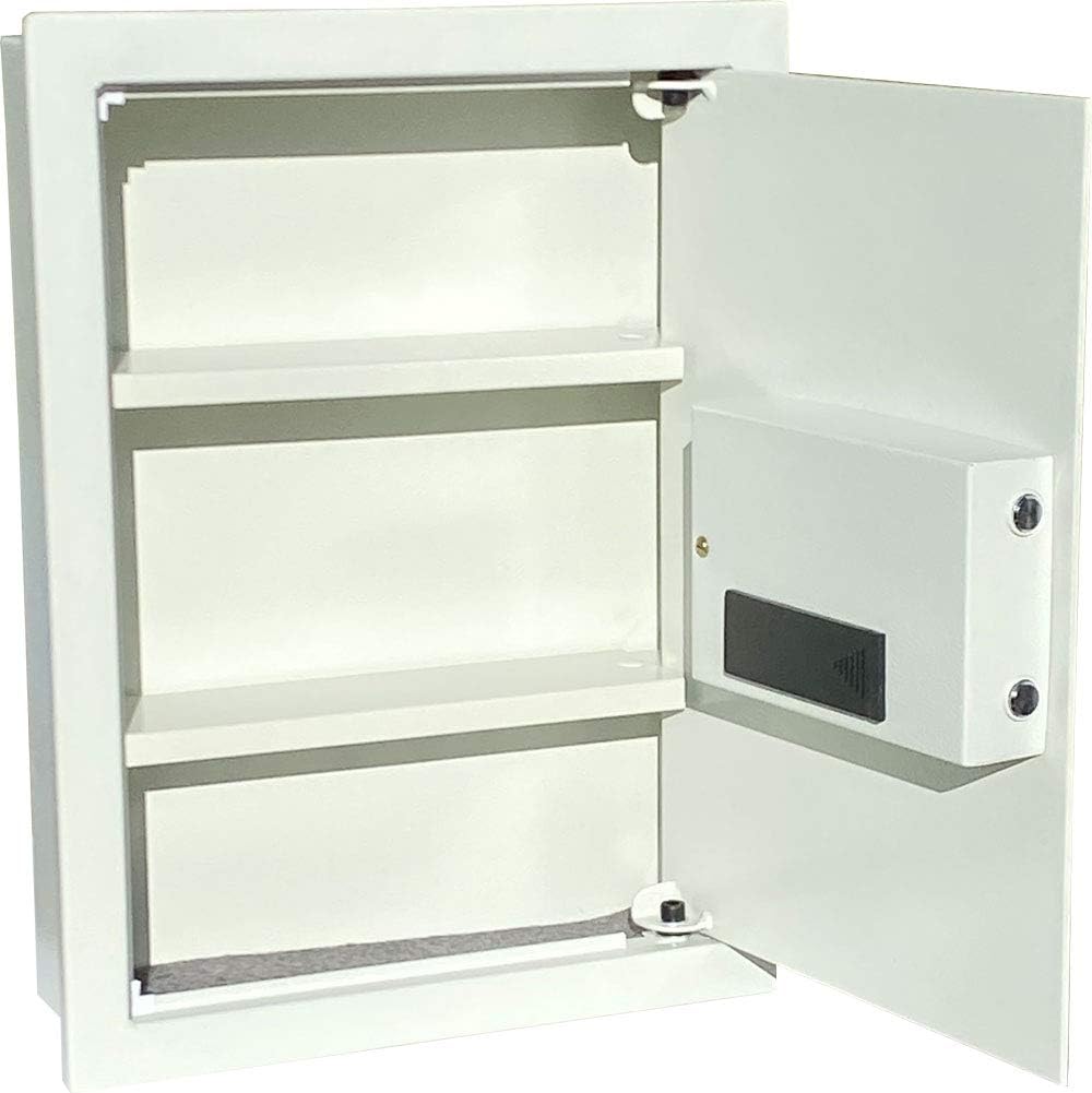 Digital Electronic Flat Recessed Wall Hidden Safe Security Box Jewelry Gun Cash (Off White/Light Grey)