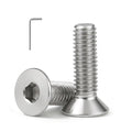 M5 x 8mm (25 Pack) Flat Head Hex Socket Cap Screws Bolts Countersunk Bolts, Hex Drive, 304 Stainless Steel 18-8, Fully Thread, Bright Finish