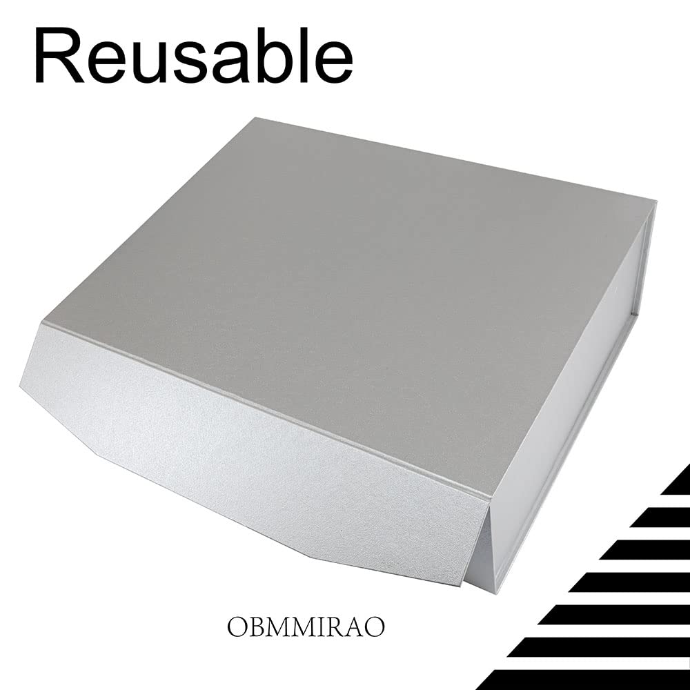 Silver Magnetic Extra Large Gift Box with Lid,16.5x13x5 Inch, 5Pcs