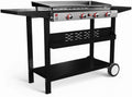 Flat Top Grill With 4 Burners - Premium Propane Outdoor Grill Cart - Stainless Steel Auto Ignition Camping Griddle