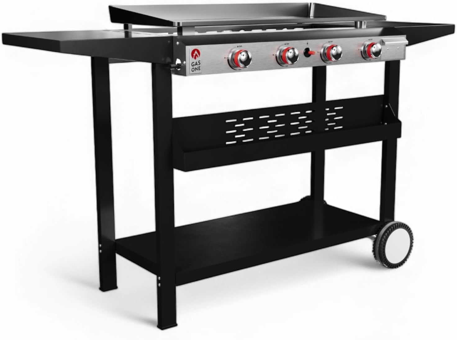 Flat Top Grill With 4 Burners - Premium Propane Outdoor Grill Cart - Stainless Steel Auto Ignition Camping Griddle