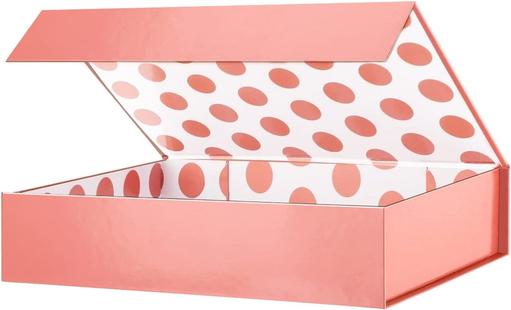 Gift Box 11x7.8x2.3 Inches, Rose Gold Magnetic Shirt Gift Boxes
