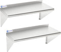 Stainless Steel Shelf 2 Pack 12"x24", Wall Mounted Metal Shelves