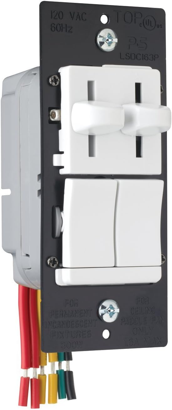Legrand LS Series 300W Inc Dimmer Switch and 1.6A Fan Control White 1 Pack