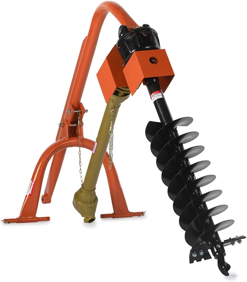 30 HP 3 Point Post Hole Digger with 12" Auger Attachment, Fits Cat 1 Tractors for Fence Post Holes, Deck Installation