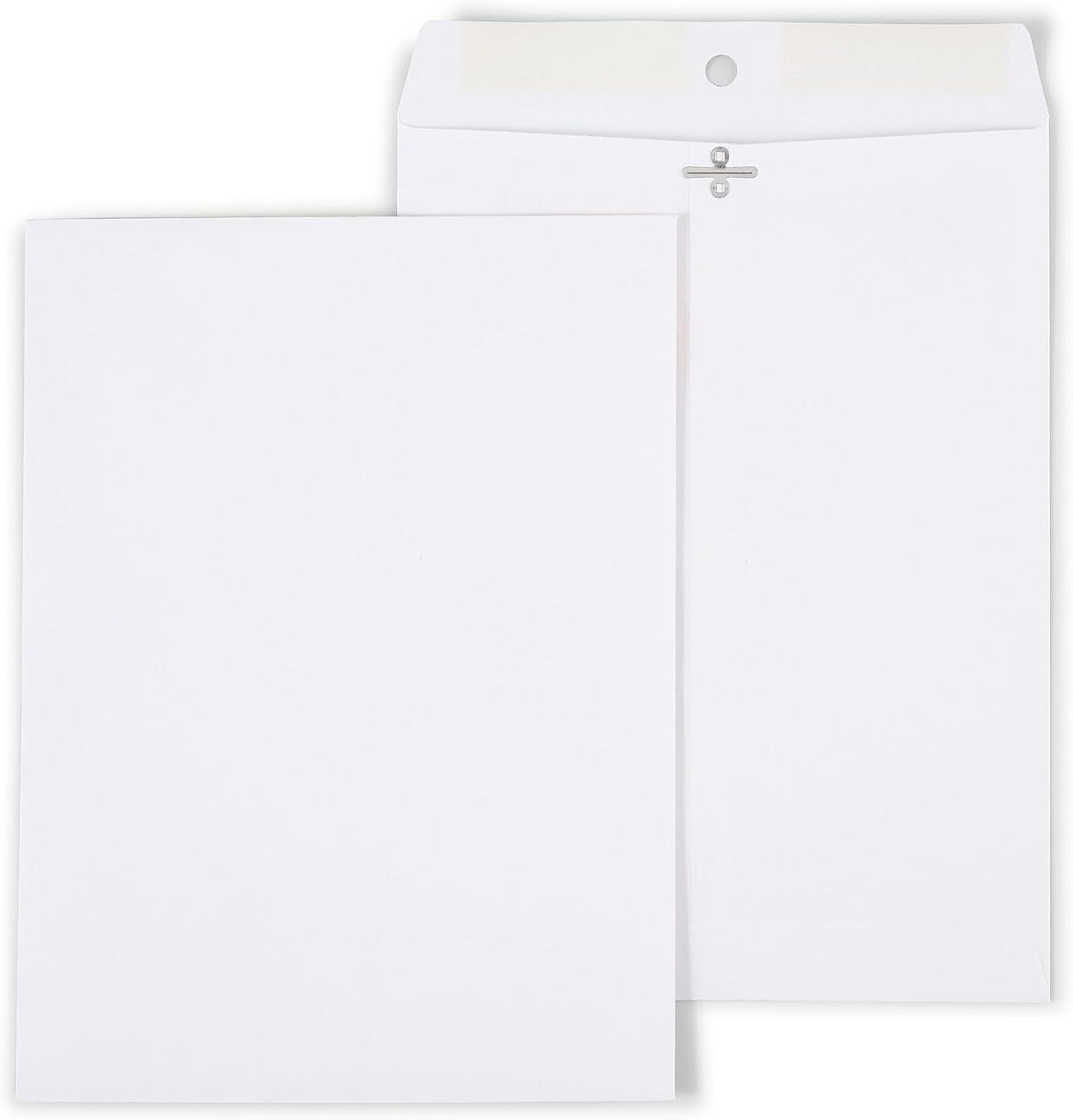 9x12 Wove Clasp Envelopes, White, Metal Clasp, 100/Box