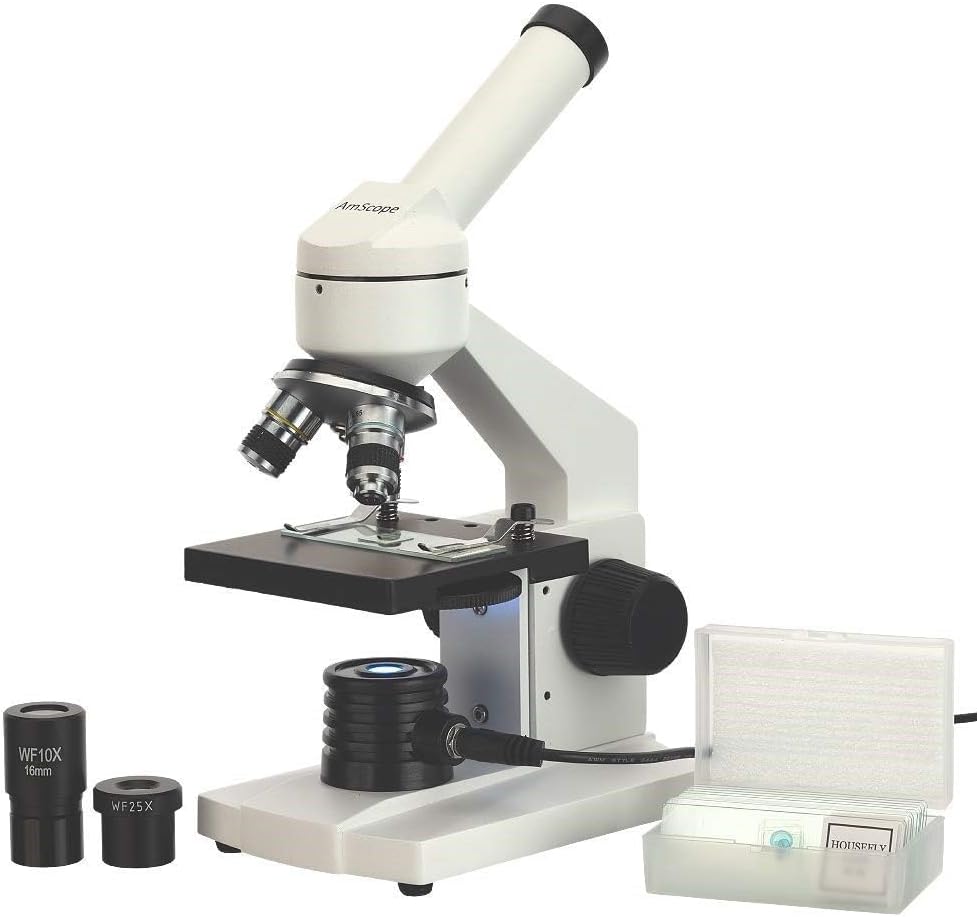 M102C-PB10 1000X Biological Compound Microscope with Prepared | 40X-1000X Magnification Range