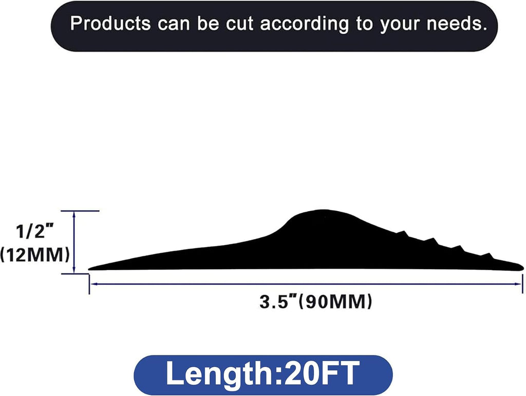 20Ft/6.1M Universal Garage Threshold Seal Strip with 300ml Black Adhesives, Garage Door Bottom Weatherproof Strip