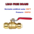 Hooshing 2 Pack 1/2 Inch Push-Fit Full Port Ball Valve, Red Handle