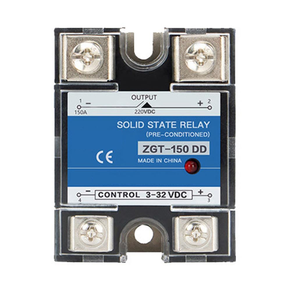 ZGT-150DD Single-Phase Solid-State Relay High Current DC Control DC SSR Switch Module, Control Voltage 3-32VDC, Output Voltage 600V, Maximum Load Current 150A